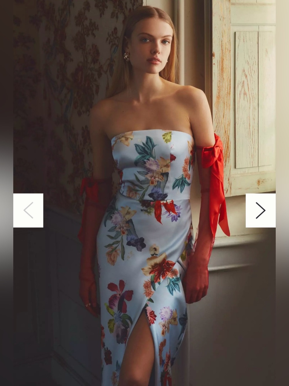 BHLDN Avianna Stretch Satin Strapless Side-Slit Maxi Dress